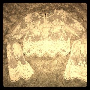 Forever 21 White cropped lace top